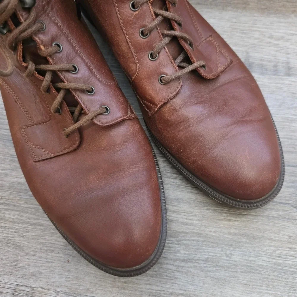 Rockport Vintage 90s Brown Leather Lace Up Ankle Boots Slovenia Womens 8 M 4571